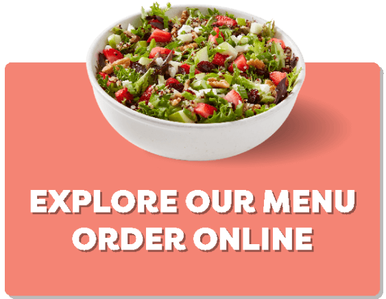 Explore our menu order online title and a salad
